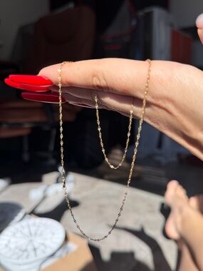 10K Solid Gold Mirror Link Chain 16 Inch 1.3mm New In Box Yellow Gold
